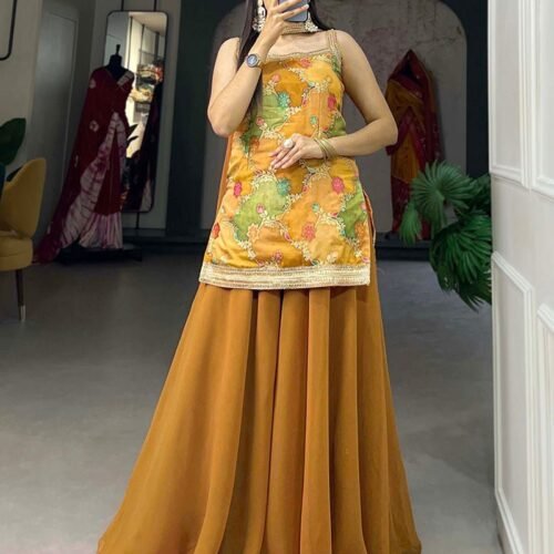 0.6_6ba7fb54-623e-408e-9b0c-e902d1d9edd8-1.jpg Mustard Color Jacquard Weaving Work Plazo Suit