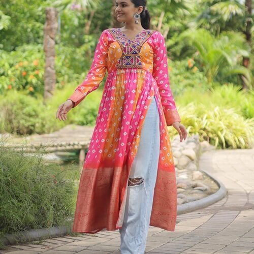 101_24cafb8e-0f8d-42c5-b883-956370ae9a30-1.jpg Yellow Pink Color Cotton Printed Navratri Kurti