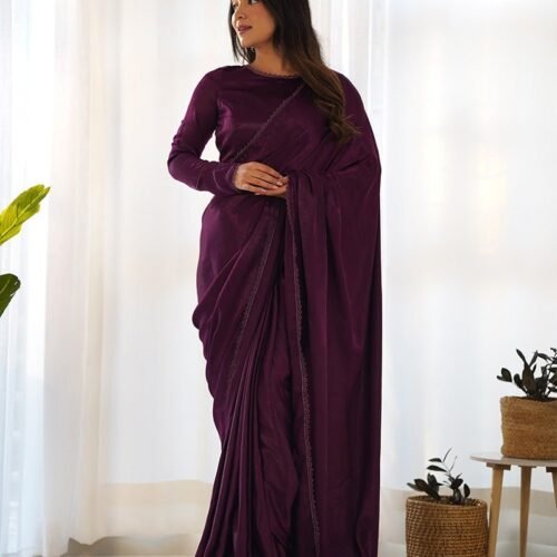 102_e1f6ffdc-ebcc-49bc-af66-bce3ffe41b0a-1.jpg Wine Color Marble Velvet Pre Drapped Saree