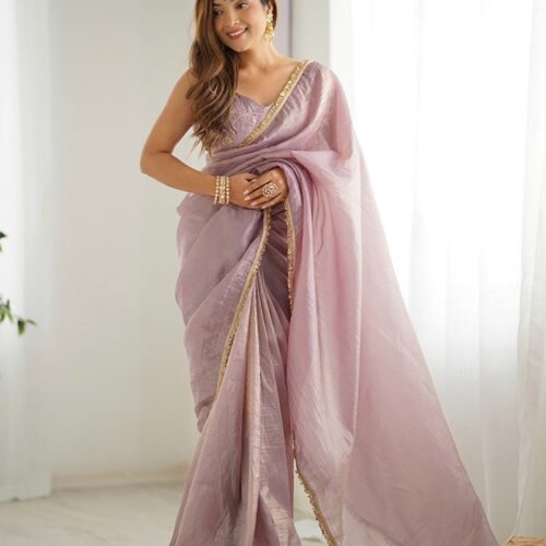103_2ad13e18-5938-4ccd-9ab4-a06e46713785-1.jpg Light Dusty Mauve Color Tissue Silk Pre Drapped Saree