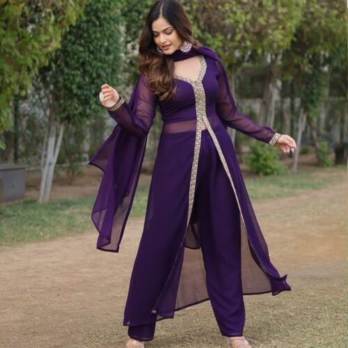 107_6ee75649-9a71-40ac-ae3d-fba0bf414d6f-1.jpg Western Designer Wine Color Georgette Three Piece Kurti Suit