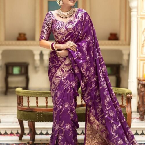 157_6d902bb8-e801-4f10-8d02-51444f682eef-1.jpg Purple Color Banarasi Jacquard Zari Weaving Saree