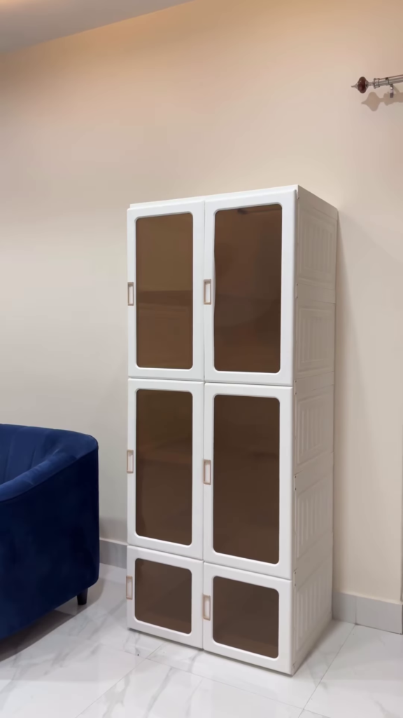 Multi-Tiered Modern Storage Cabinet with Tinted Doors - Photo 1