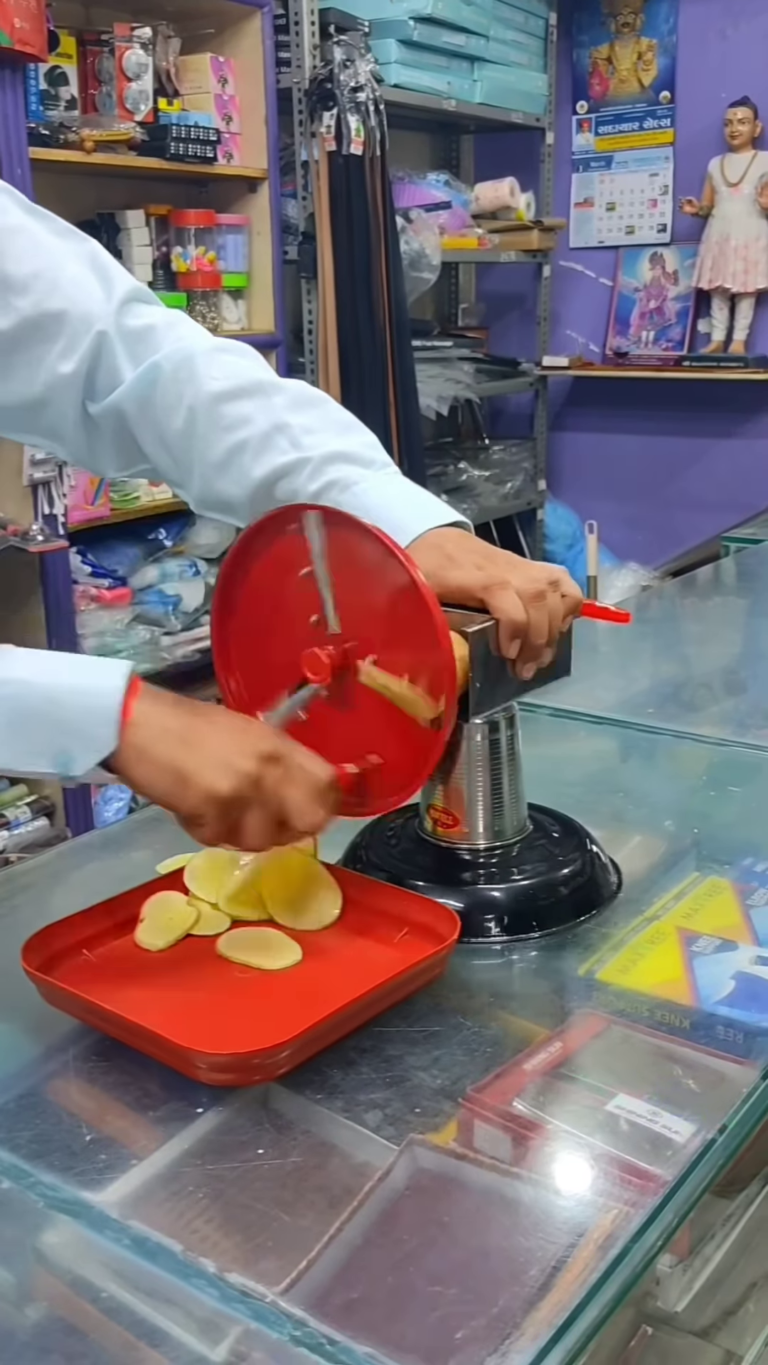 Heavy-Duty Manual Rotary Potato Slicer for Commercial Use