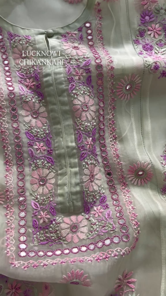 Elegant Chikankari Kurta with Mirror Work - Photo 7
