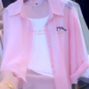 3211-2.png Effortless Pink Sheer Button-Down Shirt Set