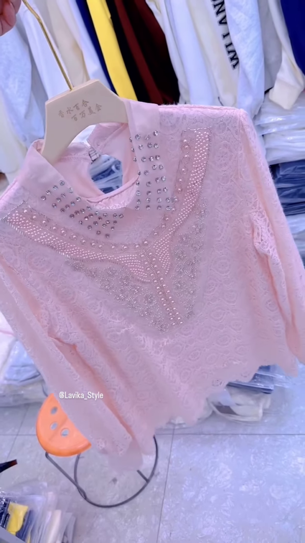 3212-6.png Exquisite Embellished Blouse with Lace and Pearl Detailing