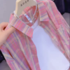 Casual Plaid Oversized Shirt and Top Set