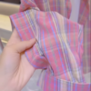 Casual Plaid Oversized Shirt and Top Set