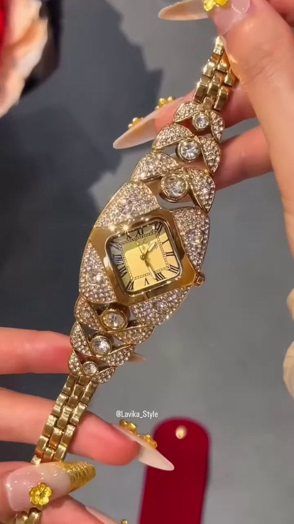 3217-1.png Opulent Gold-Toned Statement Watch and Bracelet Set