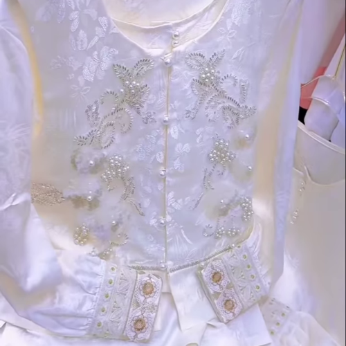 3219-5.png Exquisite Silk and Brocade Top with Pearl and Sequin Embellishments