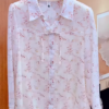 Delicate Floral Sheer Blouse with Front Tie Detail