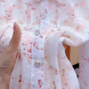 Delicate Floral Sheer Blouse with Front Tie Detail