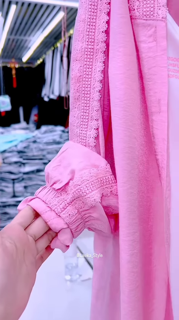 3224-4.png Pastel Pink Overshirt with Lace and Pearl Necklace