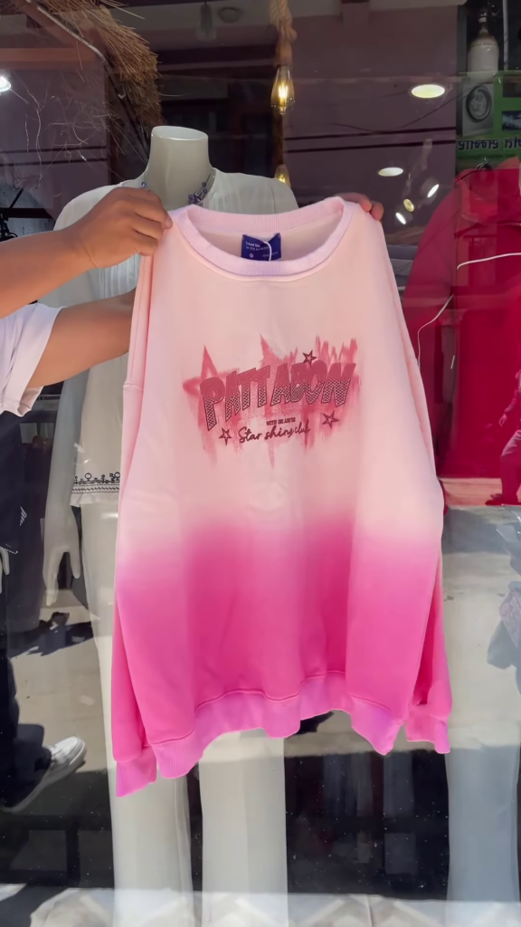Stylish Pink Ombré Sweatshirt with Bold Graphic Print - Photo 1