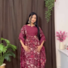 3229-1.png Rich Maroon Floral Ethnic Set with Flared Sleeves
