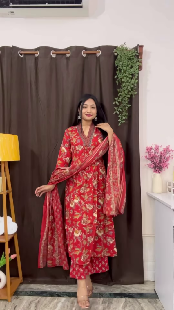 3229-7.png Rich Maroon Floral Ethnic Set with Flared Sleeves