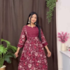 3229-8.png Rich Maroon Floral Ethnic Set with Flared Sleeves
