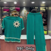 3230-1.png Maroon Two-Piece Sweater Set with Embroidered Daisy