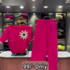 3230-3.png Maroon Two-Piece Sweater Set with Embroidered Daisy