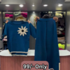 3230-4.png Maroon Two-Piece Sweater Set with Embroidered Daisy