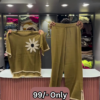 3230-5.png Maroon Two-Piece Sweater Set with Embroidered Daisy