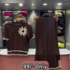 3230-6.png Maroon Two-Piece Sweater Set with Embroidered Daisy