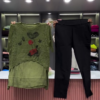 3234-3.png Black Open-Knit Top with Floral Appliqués and Gray Pants