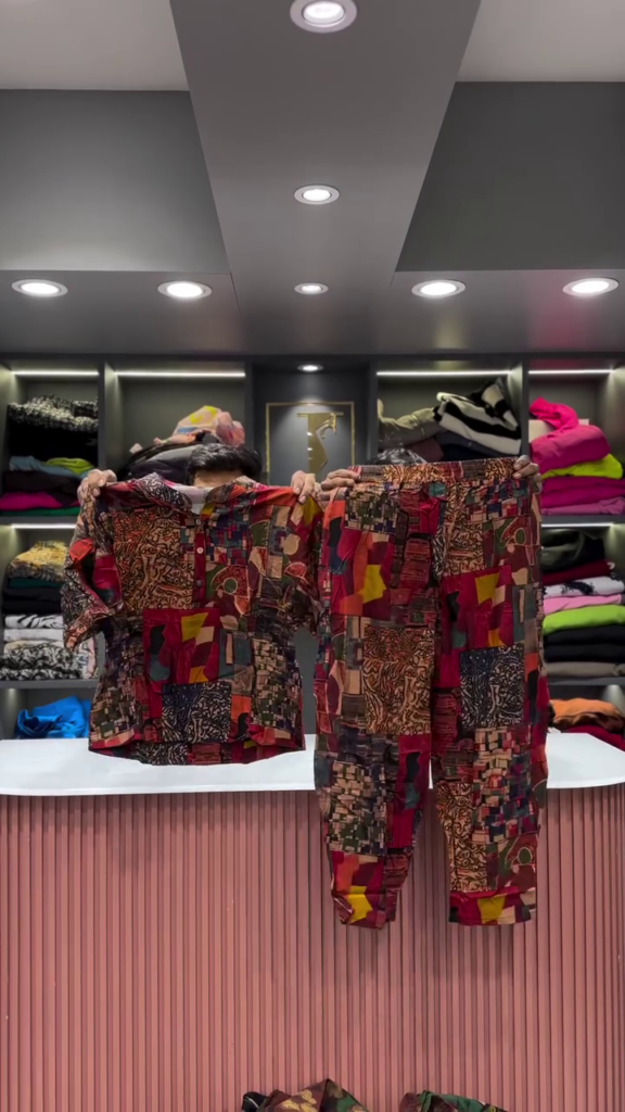 Artistic Abstract Patchwork Print Shirt and Pants Set - Photo 16