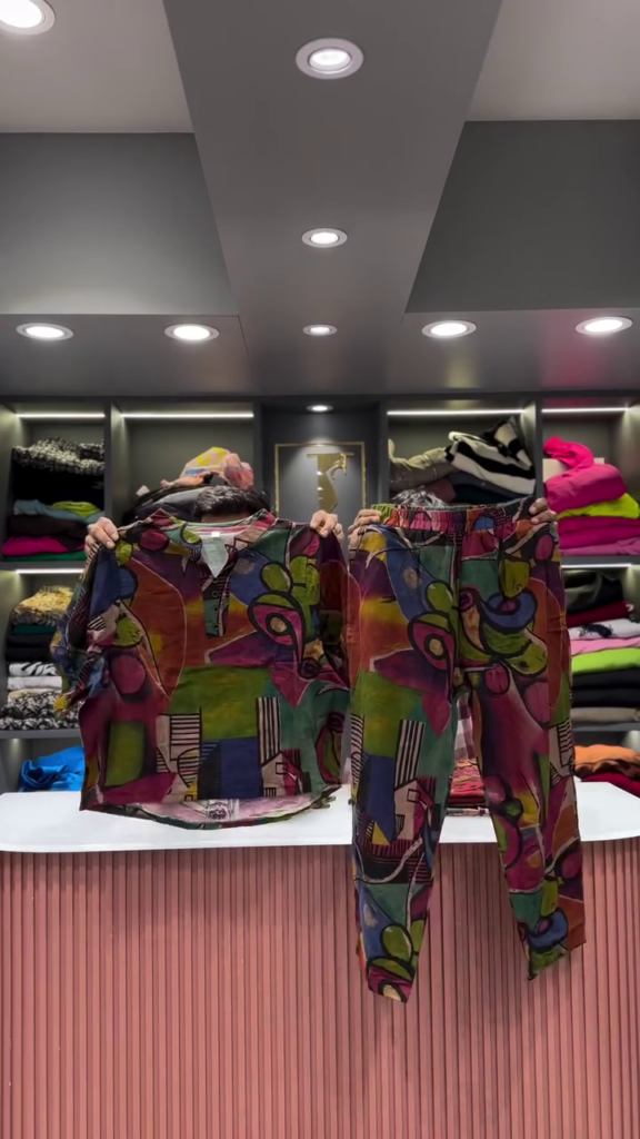 Artistic Abstract Patchwork Print Shirt and Pants Set - Photo 4