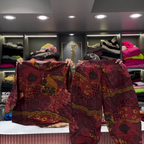 3236-14.png Artistic Abstract Patchwork Print Shirt and Pants Set