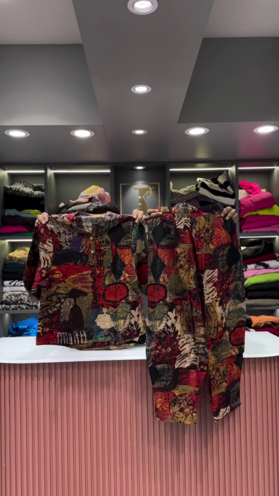 Artistic Abstract Patchwork Print Shirt and Pants Set - Photo 13