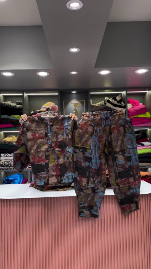 Artistic Abstract Patchwork Print Shirt and Pants Set - Photo 12