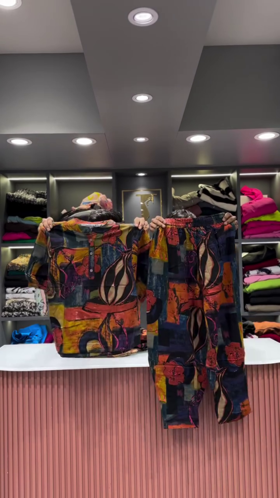 Artistic Abstract Patchwork Print Shirt and Pants Set - Photo 10