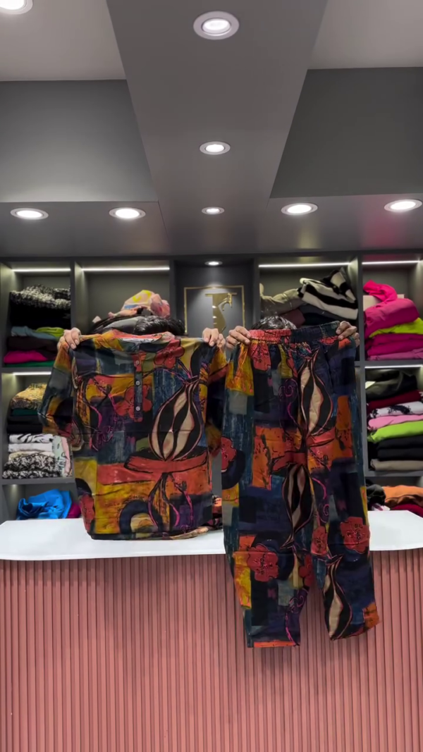 3236-7.png Artistic Abstract Patchwork Print Shirt and Pants Set