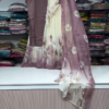 Elegant Mauve and Floral Printed Three-Piece Ensemble