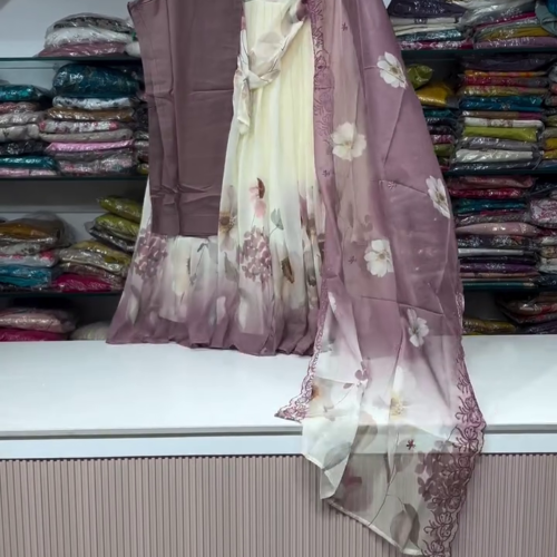 3237-1.png Elegant Mauve and Floral Printed Three-Piece Ensemble