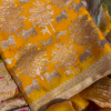Golden Yellow Fabric with Woven Forest and Animal Motifs