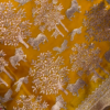 Golden Yellow Fabric with Woven Forest and Animal Motifs