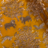 Golden Yellow Fabric with Woven Forest and Animal Motifs