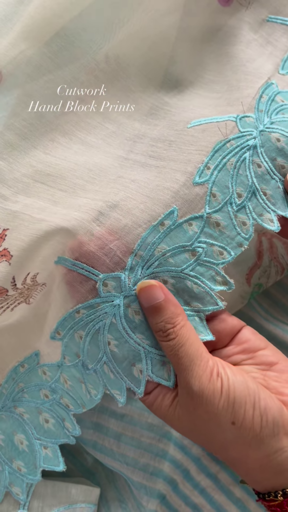 Sheer Pink Fabric with Intricate Flamingo and Floral Embroidery - Photo 7