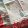 Sheer Pink Fabric with Intricate Flamingo and Floral Embroidery