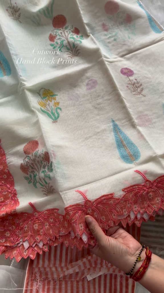 Sheer Pink Fabric with Intricate Flamingo and Floral Embroidery - Photo 4