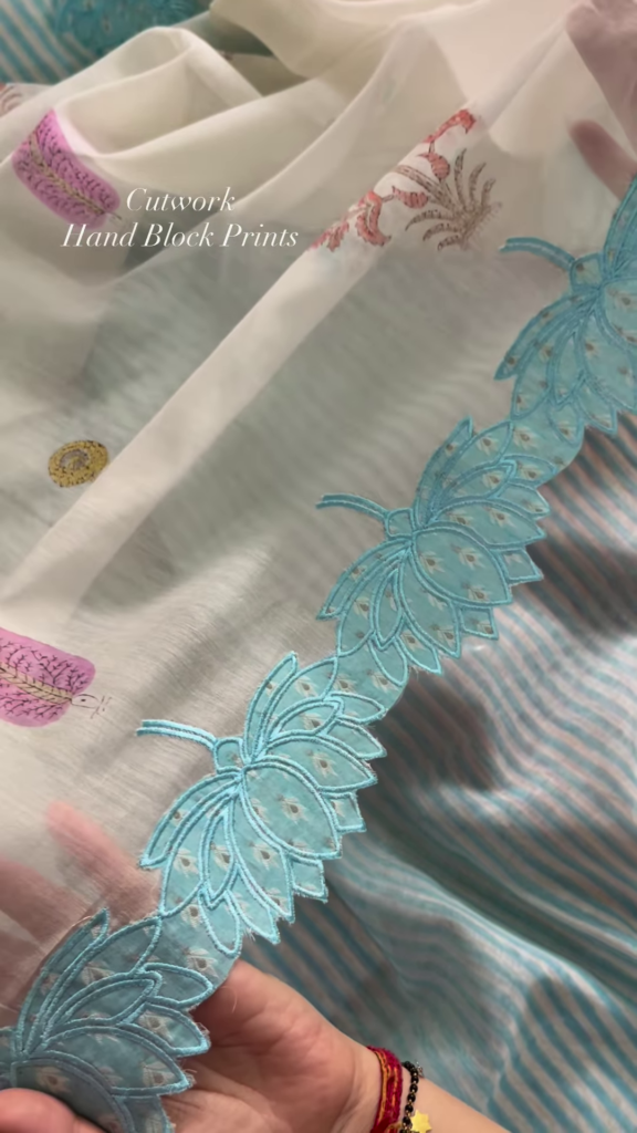 Sheer Pink Fabric with Intricate Flamingo and Floral Embroidery - Photo 3
