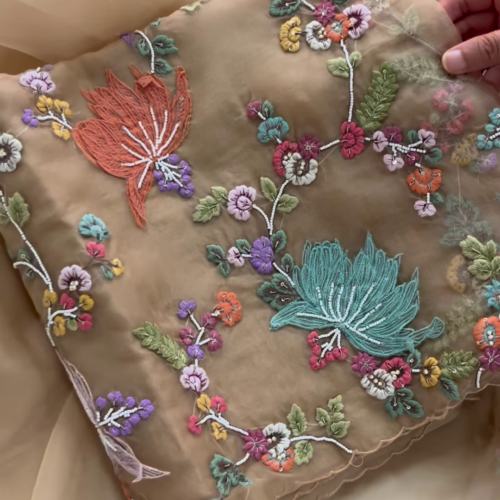 3243-2.png Luxurious Rose-Pink Fabric with Opulent Floral Embroidery
