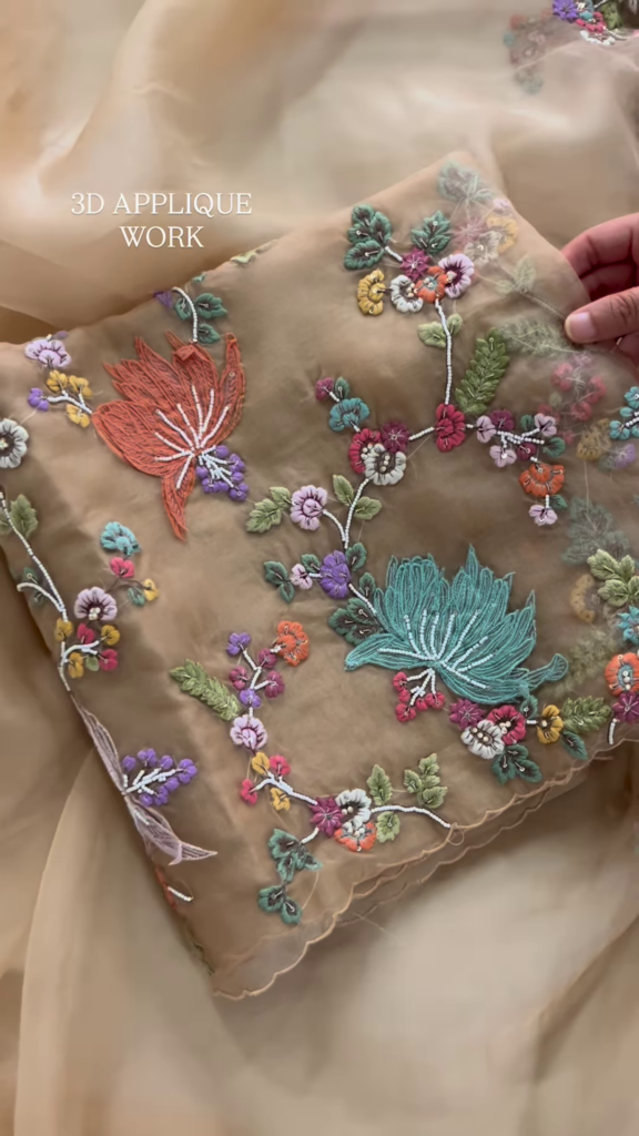 Luxurious Rose-Pink Fabric with Opulent Floral Embroidery - Photo 1