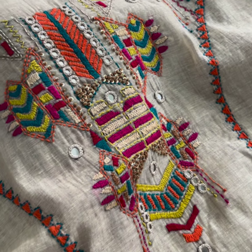 3245-1.png Kamdani Embellished Fabric with Multi-Colored Floral Border