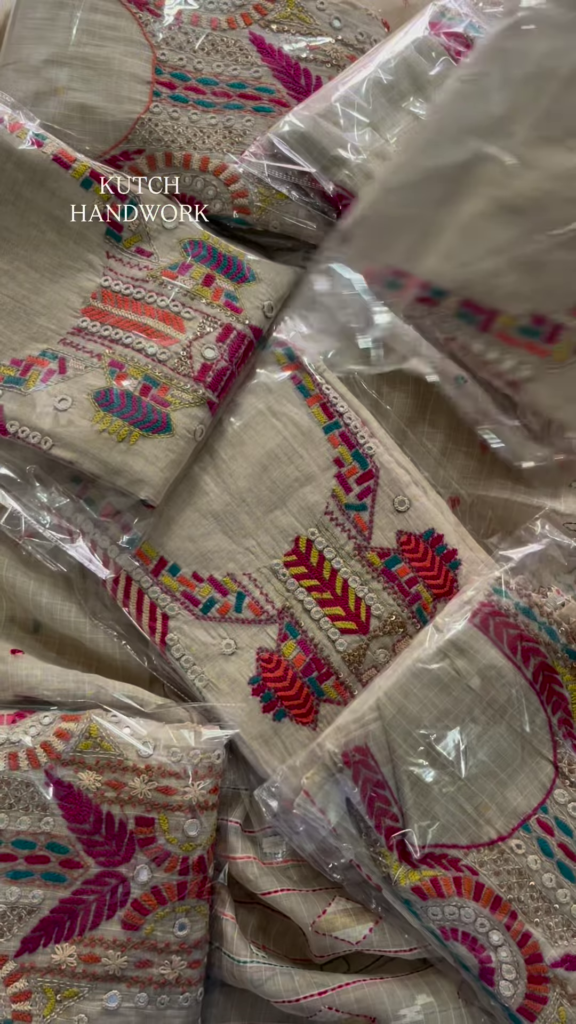 Kamdani Embellished Fabric with Multi-Colored Floral Border - Photo 4