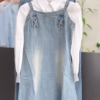 3302-2.png Classic Denim Pinafore Dress with Crisp White Shirt Set