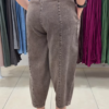 3304-1.png Comfort-Fit Elastic Waist Denim Trousers with Vertical Seam Detailing